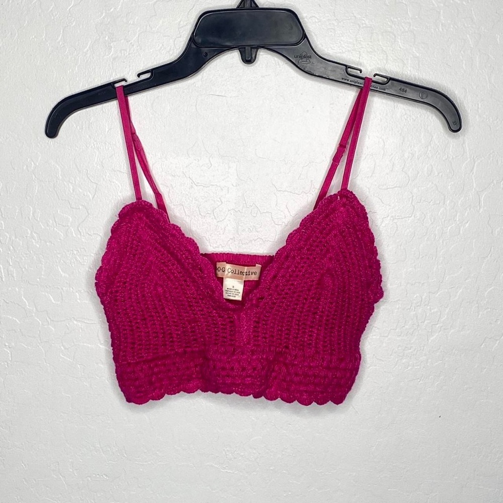 B.O.G Collective crotchet hot pink crop tank